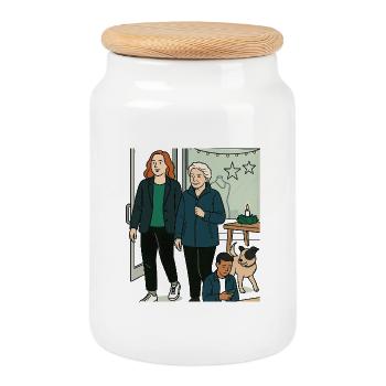 Mamie Karin - Boîte à biscuits avec couvercle en bois - blanc - Devant