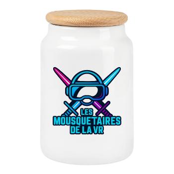 Mousquetaires VR Neon Duel - Boîte à biscuits avec couvercle en bois - blanc - Devant
