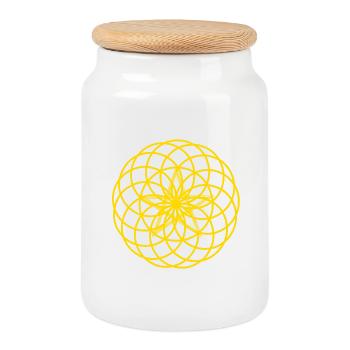 Lotus of Life + Pentagramm – Kraft & Schutz - Keksdose mit Holzdeckel - Weiß - Vorne