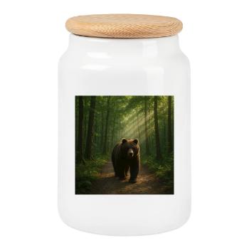 Sonnenstrahlen Bär im Wald - Keksdose mit Holzdeckel - Weiß - Vorne