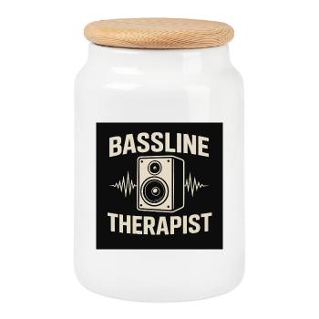 Bassline Therapist - Cookie Jar with Wooden Lid - white - Front