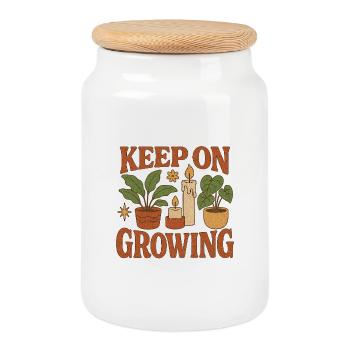 Keep_on_Growing - Keksdose mit Holzdeckel - Weiß - Vorne