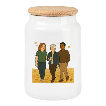 Mamie Karin - Boîte à biscuits avec couvercle en bois - blanc - Devant