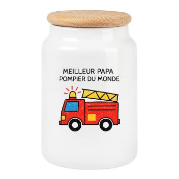 Meilleur papa pompier du monde - Boîte à biscuits avec couvercle en bois - blanc - Devant