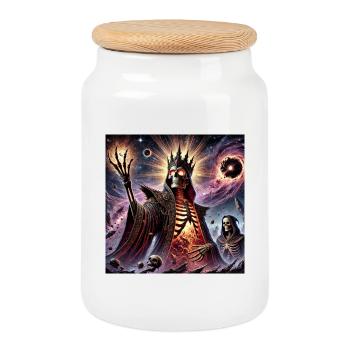 Dark Cosmic Necromancer - Cookie Jar with Wooden Lid - white - Front