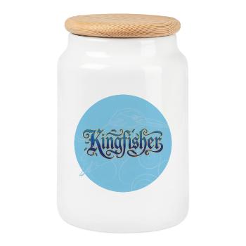 martin-pêcheur - Boîte à biscuits avec couvercle en bois - blanc - Devant