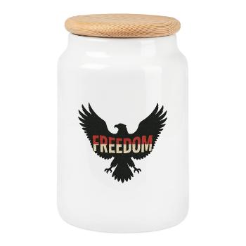 Aigle de la liberté - Boîte à biscuits avec couvercle en bois - blanc - Devant
