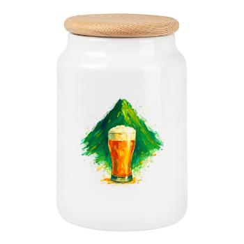 Bière dans le panorama de montagne - Boîte à biscuits avec couvercle en bois - blanc - Devant