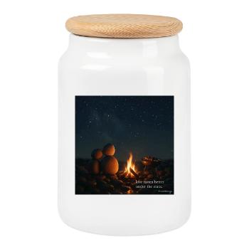 Mar&Mug story's - Cookie Jar with Wooden Lid - white - Front