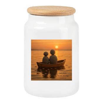 Mar&Mug story's - Cookie Jar with Wooden Lid - white - Front