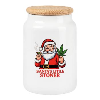 Santas Kleiner Stoner - Keksdose mit Holzdeckel - Weiß - Vorne