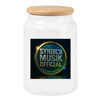 Syndic8 Music Badge Cosmic Metal - Cookie Jar with Wooden Lid - white - Front