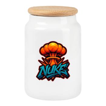 MICRO-ONDE!  - Explosion de graffitis | Design exclusif - Boîte à biscuits avec couvercle en bois - blanc - Devant