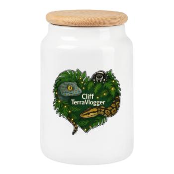 Cliff TerraVlogger Dschungel Herz - Keksdose mit Holzdeckel - Weiß - Vorne