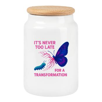 Neon Butterfly – It’s Never Too Late - Keksdose mit Holzdeckel - Weiß - Vorne