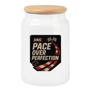 DNS Pace Over Perfection - Cookie Jar with Wooden Lid - white - Front