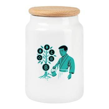 Satoshi Tree : les racines de la révolution crypto Bitcoin - Boîte à biscuits avec couvercle en bois - blanc - Devant