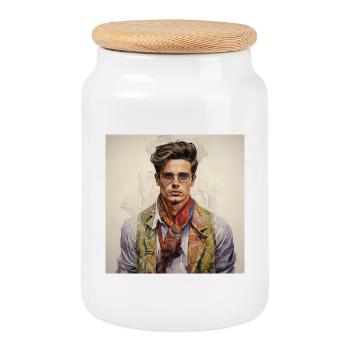 Vintage Glam Homme avec foulard en soie - Boîte à biscuits avec couvercle en bois - blanc - Devant