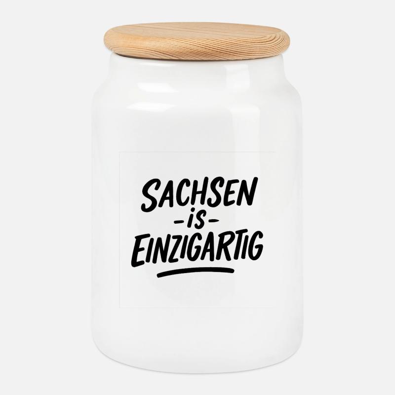 Sachsen_is_Einzigartig - Cookie Jar with Wooden Lid - white