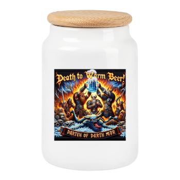 Death to warm Beer - Barbarentriumph - Keksdose mit Holzdeckel - Weiß - Vorne