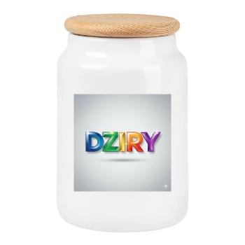 DZIRY Regenbogen Farbverlauf - Keksdose mit Holzdeckel - Weiß - Vorne