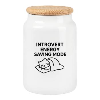 Mode d’économie d’énergie pour les introvertis - Boîte à biscuits avec couvercle en bois - blanc - Devant
