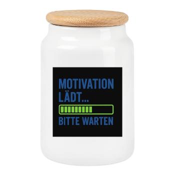 Motivation lädt... Bitte warten - Keksdose mit Holzdeckel - Weiß - Vorne