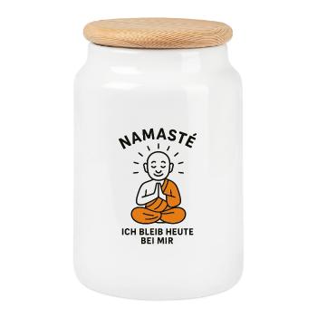 Namaste I'll stay with myself today - Cookie Jar with Wooden Lid - white - Front