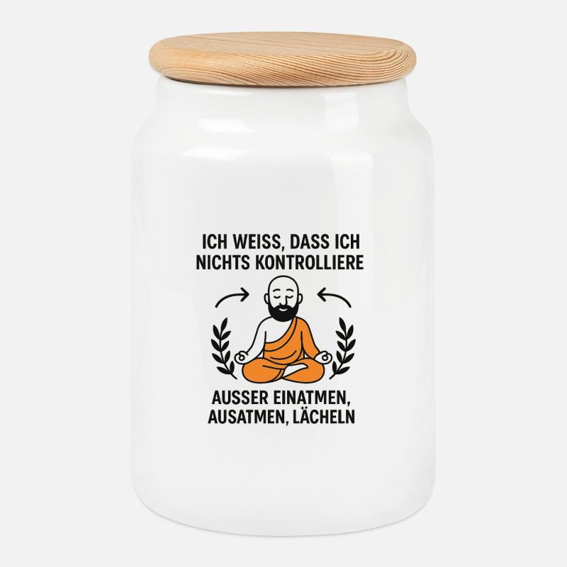 Atem und Lächeln Zen - Keksdose mit Holzdeckel - Weiß