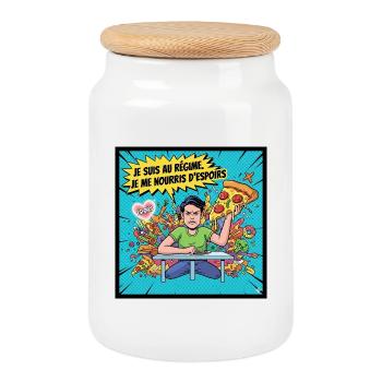 Régime et Espoirs Comics - Boîte à biscuits avec couvercle en bois - blanc - Devant