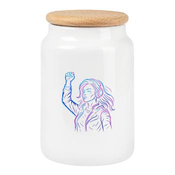 Neon Rebellion – Conception d’énergie cyberpunk - Boîte à biscuits avec couvercle en bois - blanc - Devant