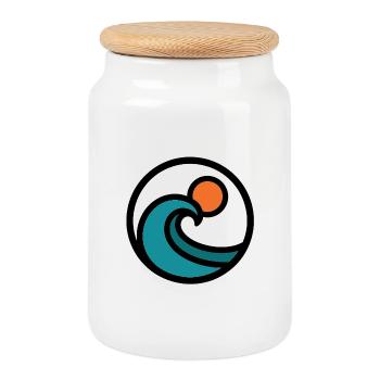 Ocean Spirit - Cookie Jar with Wooden Lid - white - Front