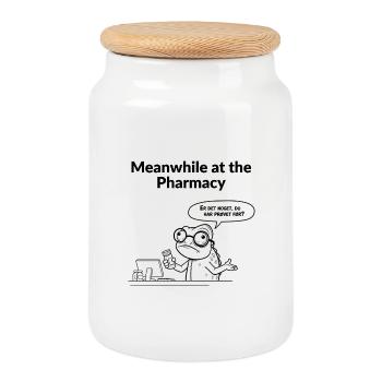 Lustiges Design für den Apotheker und den Pharmakonomen - Keksdose mit Holzdeckel - Weiß - Vorne