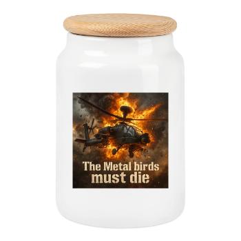 Les oiseaux de métal doivent mourir - Boîte à biscuits avec couvercle en bois - blanc - Devant