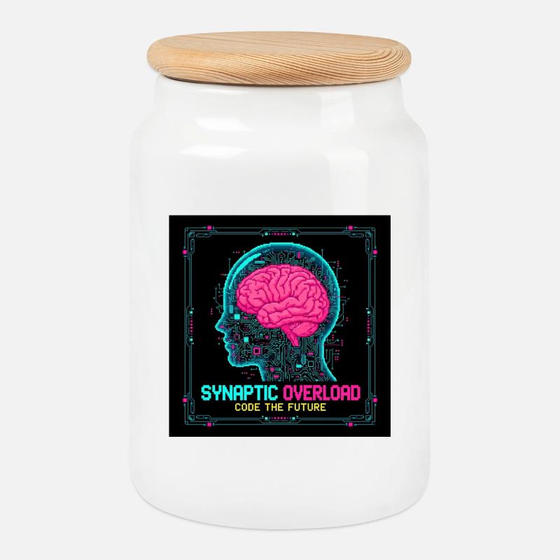 Synaptic Overload Neon Brain - Keksdose mit Holzdeckel - Weiß
