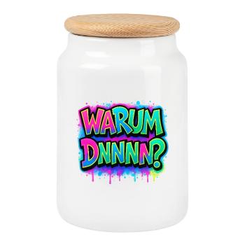 Why DNNN? Neon Graffiti - Cookie Jar with Wooden Lid - white - Front
