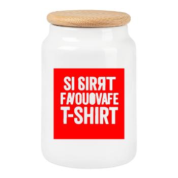 Glitched Text Block T-Shirt - Cookie Jar with Wooden Lid - white - Front