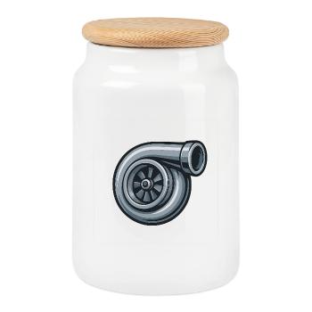 Mechanical Graphics Turbo - Cookie Jar with Wooden Lid - white - Front