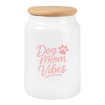Vibrations de maman chien - Boîte à biscuits avec couvercle en bois - blanc - Devant
