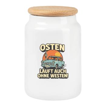 L’Est court même sans l’Ouest - Boîte à biscuits avec couvercle en bois - blanc - Devant