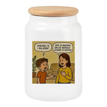 Trillion demand and world aid joke - Cookie Jar with Wooden Lid - white - Front