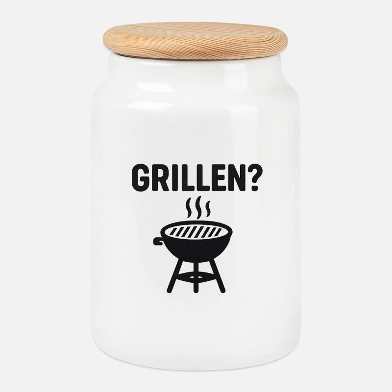 GRILLEN - Keksdose mit Holzdeckel - Weiß
