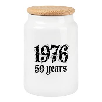 Est1993 59 Years Barbed Wire - Cookie Jar with Wooden Lid - white - Front