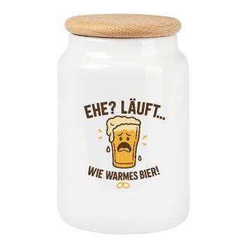 Marriage? Runs like warm beer - Cookie Jar with Wooden Lid - white - Front