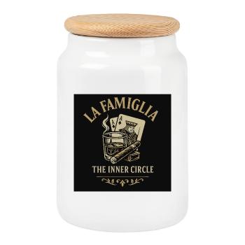 La Famiglia Inner Circle - Keksdose mit Holzdeckel - Weiß - Vorne