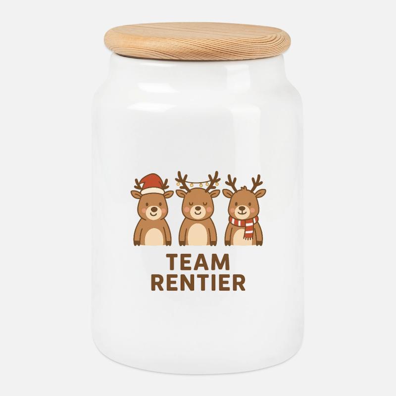 Team Rentier - Keksdose mit Holzdeckel - Weiß