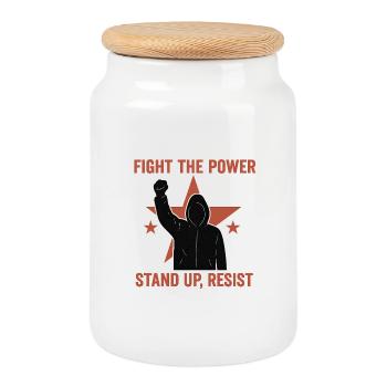 Fight the Power - Keksdose mit Holzdeckel - Weiß - Vorne