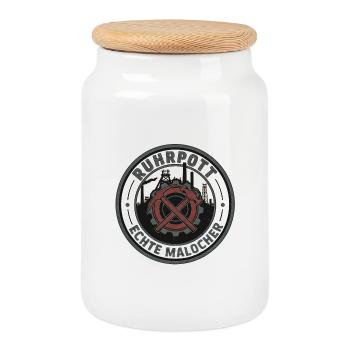 Ruhrpott Real Malocher Patch - Boîte à biscuits avec couvercle en bois - blanc - Devant