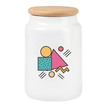 Rétro Geometry - Boîte à biscuits avec couvercle en bois - blanc - Devant