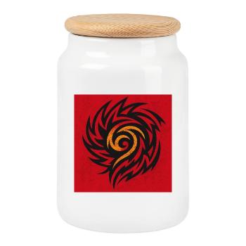Flame Spiral Tribal - Cookie Jar with Wooden Lid - white - Front